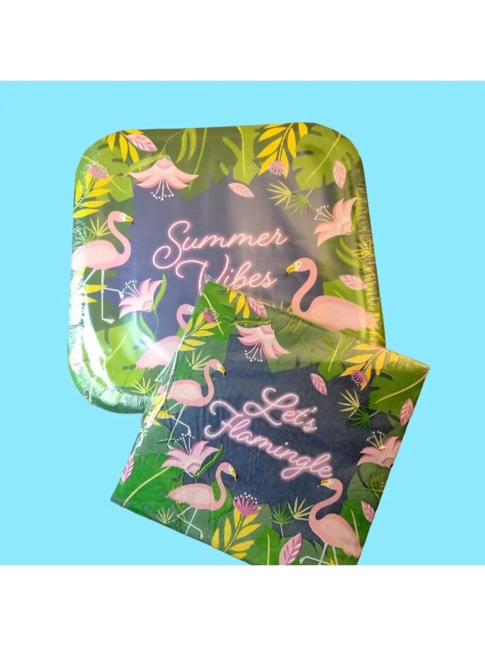 Pool Party Flamingo Paper Plates Napkins Summer Vibes Lets Flamingle 24 Each